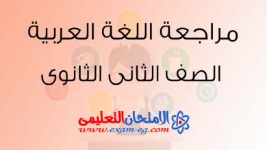 مراجعة اللغة العربية الصف الثانى الثانوى